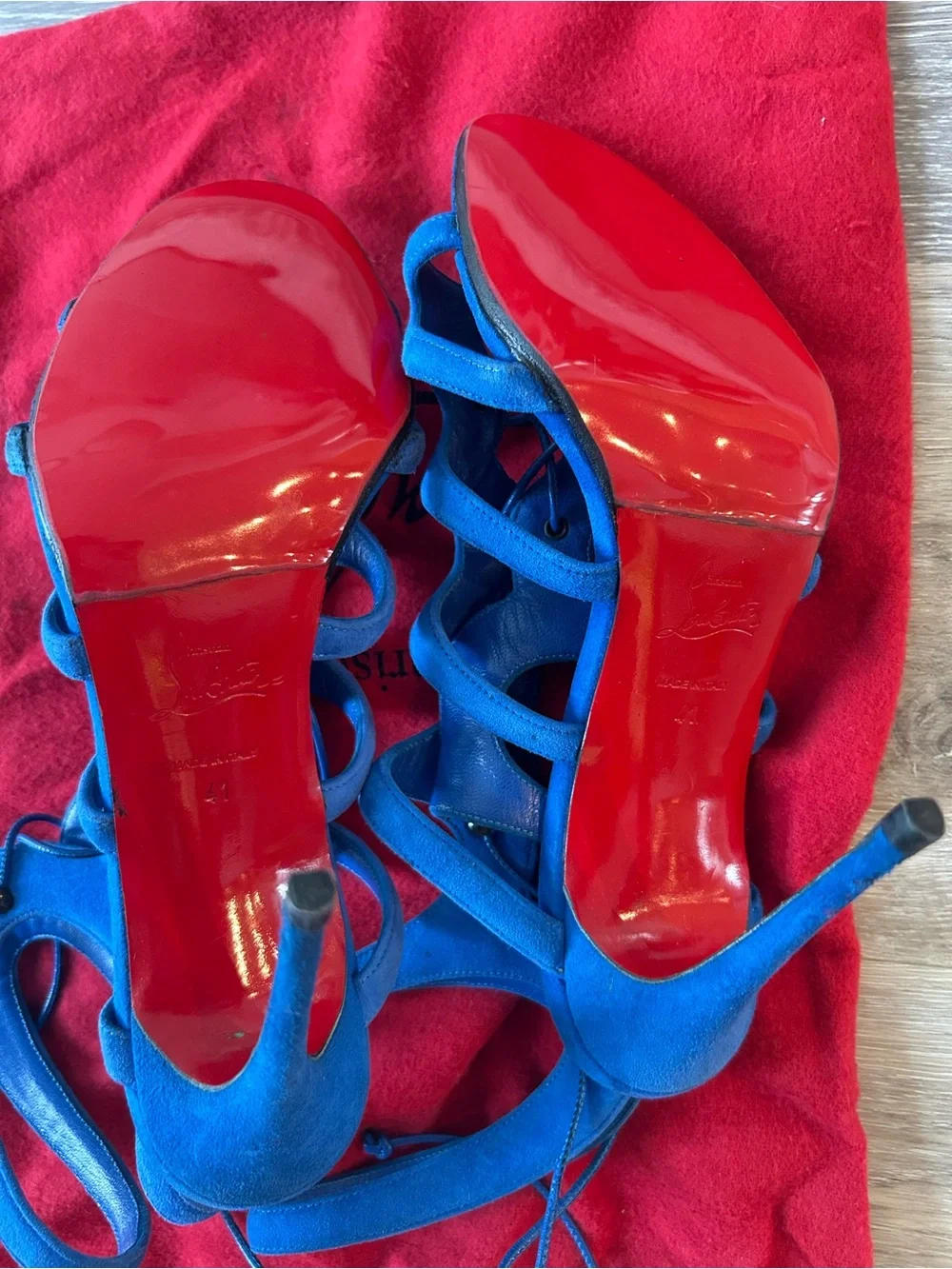 Christian Louboutin Amazoula Gladiator Blue High Heel Sandals Size 41